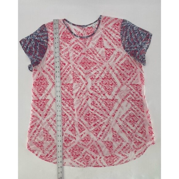 CAbi Women's Coquette Geometric Floral Sheer Top Blouse Size XL‎ Preppy Career - Picture 10 of 11